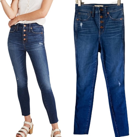 Madewell Denim - Madewell 10’ High Rise Skinny Jeans exposed button